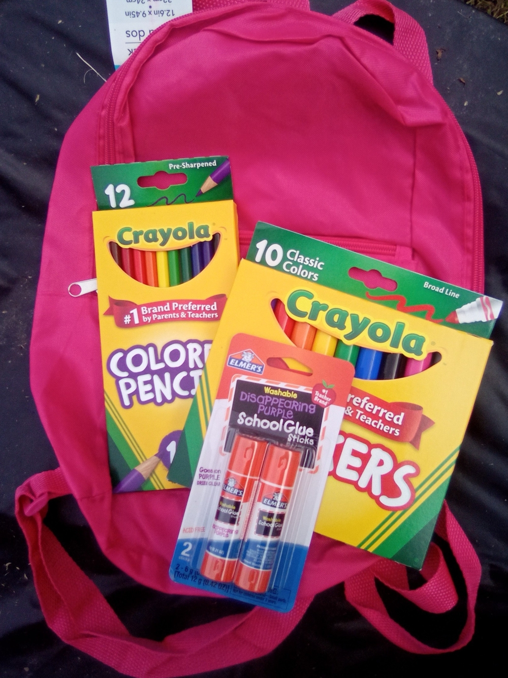 Source Unknown Pink Kids Backpack with Crayola Art Supplies